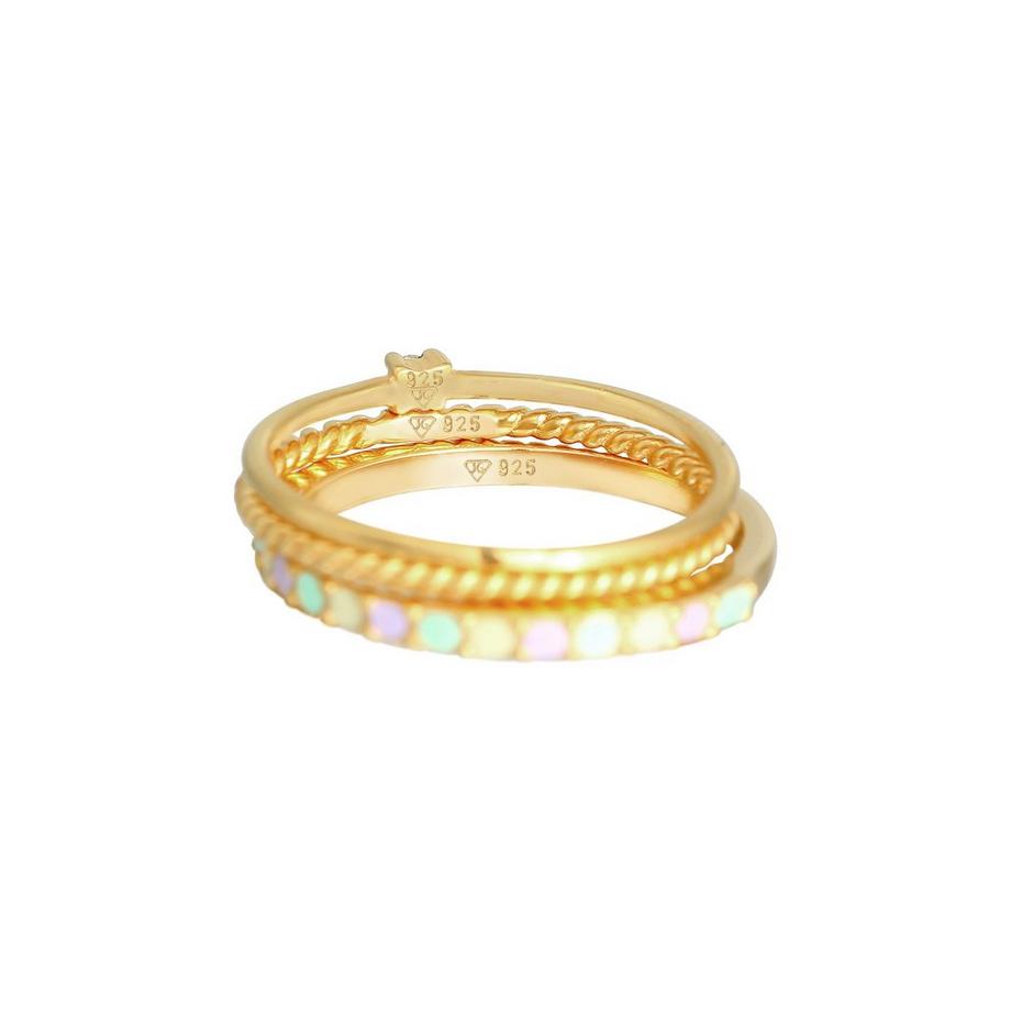 Elli  Ring Multi-Color Emaille Kristall 3Er Set 