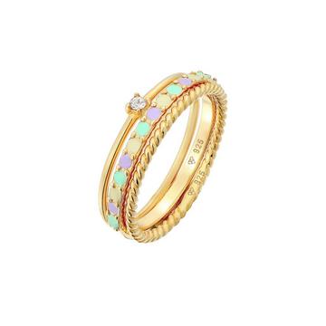 Ring Multi-Color Emaille Kristall 3Er Set