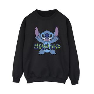 Disney  Lilo And Stitch Ohana Blue Glitch Sweatshirt 