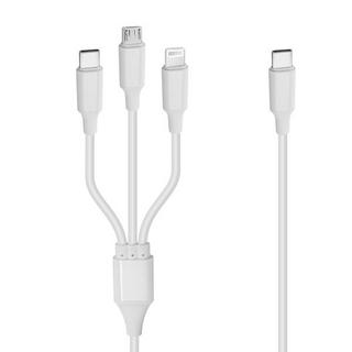 Avizar  Câble Charge USB-C PD 20W 3 en 1 Blanc 