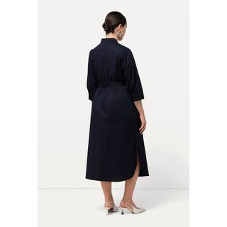 Ulla Popken  Robe chemisier à coupe évasée, manches 3/4 et ceinture 