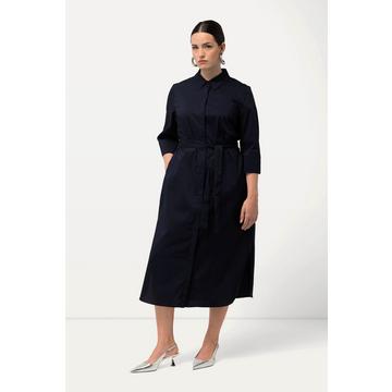 Robe chemisier à coupe évasée, manches 3/4 et ceinture