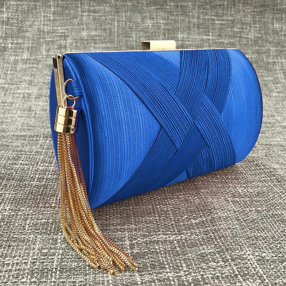 Only-bags.store Pochette de Soirée en Satin Pendentif Pompon  