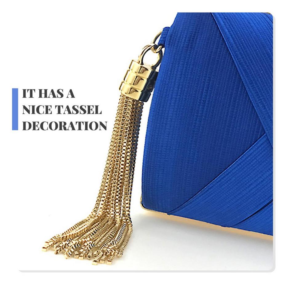 Only-bags.store Pochette de Soirée en Satin Pendentif Pompon  