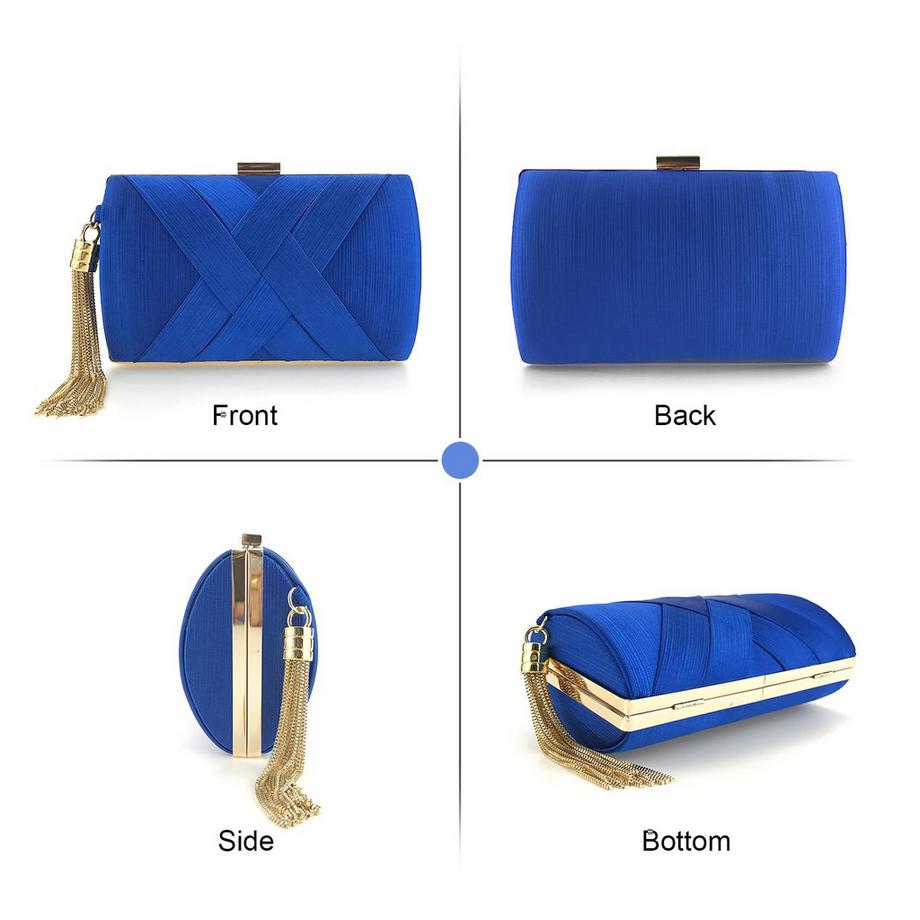 Only-bags.store Pochette de Soirée en Satin Pendentif Pompon  