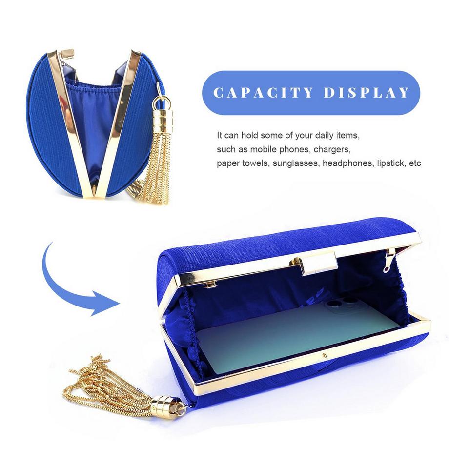 Only-bags.store Pochette de Soirée en Satin Pendentif Pompon  