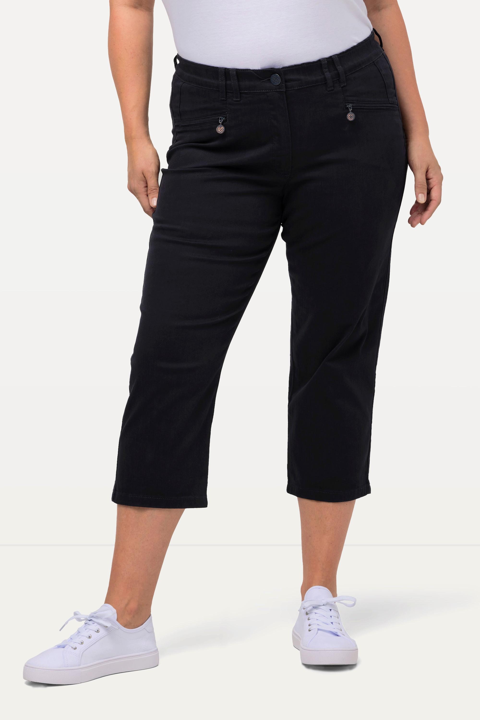 Ulla Popken  Pantalon Mony, longueur au mollet. Poches zippées et tissu stretch 