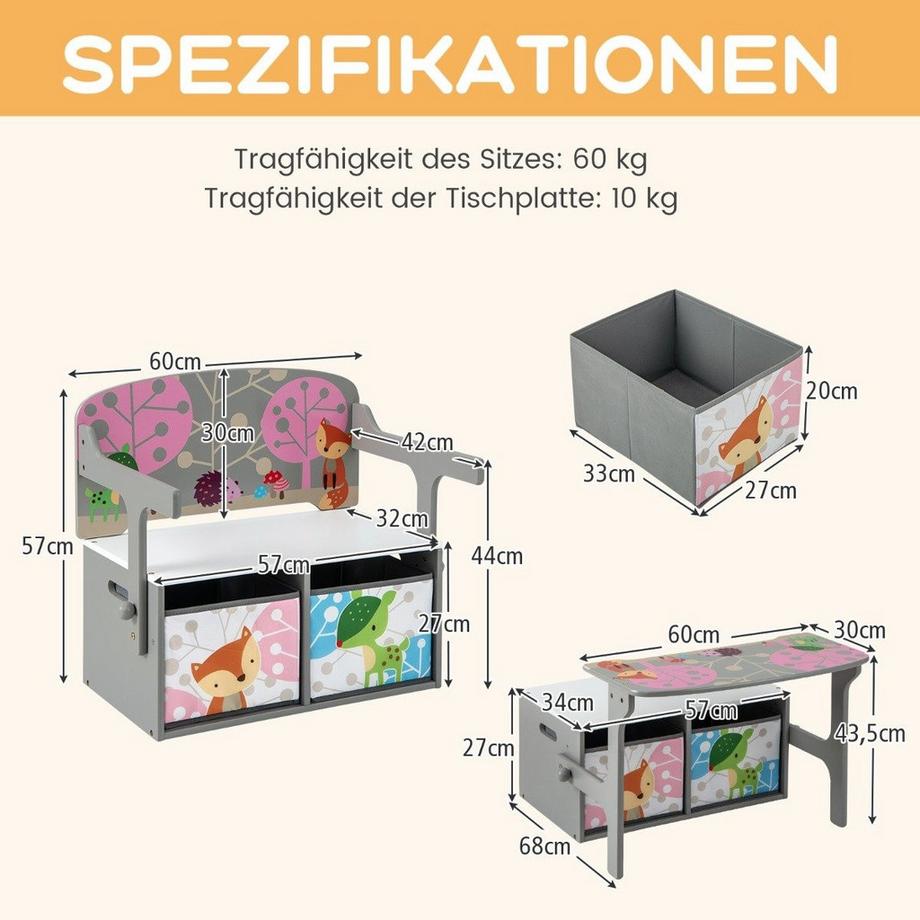 Northix 3-in-1-Tisch- und Stuhlset für Kinder  