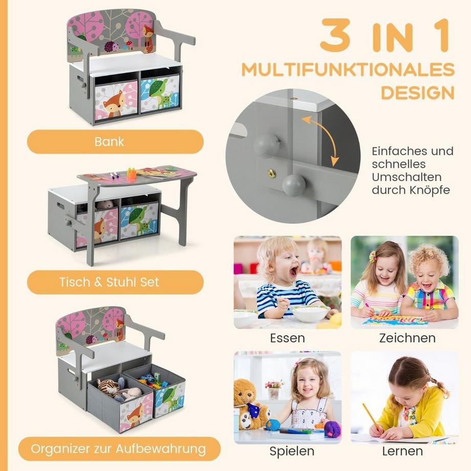 Northix 3-in-1-Tisch- und Stuhlset für Kinder  