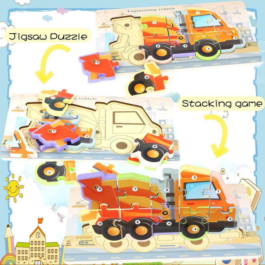 Activity-board  Puzzle, Holzpuzzle Kinder, Tier/Dinosaurier/Auto-Puzzle 