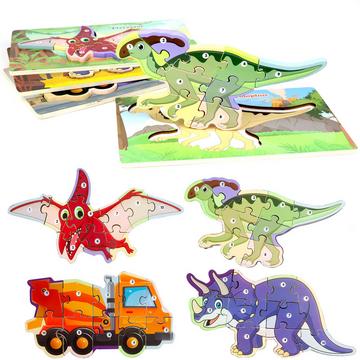 Puzzle, Holzpuzzle Kinder, Tier/Dinosaurier/Auto-Puzzle