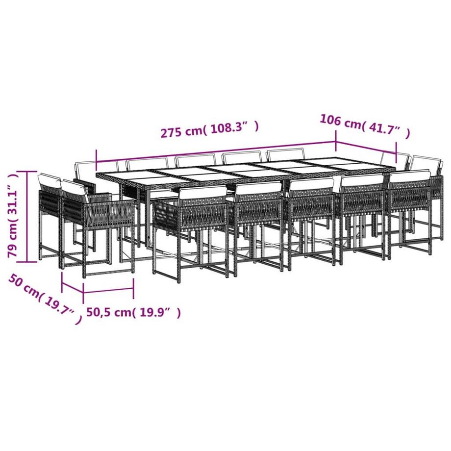 VidaXL set da pranzo da giardino Polirattan  