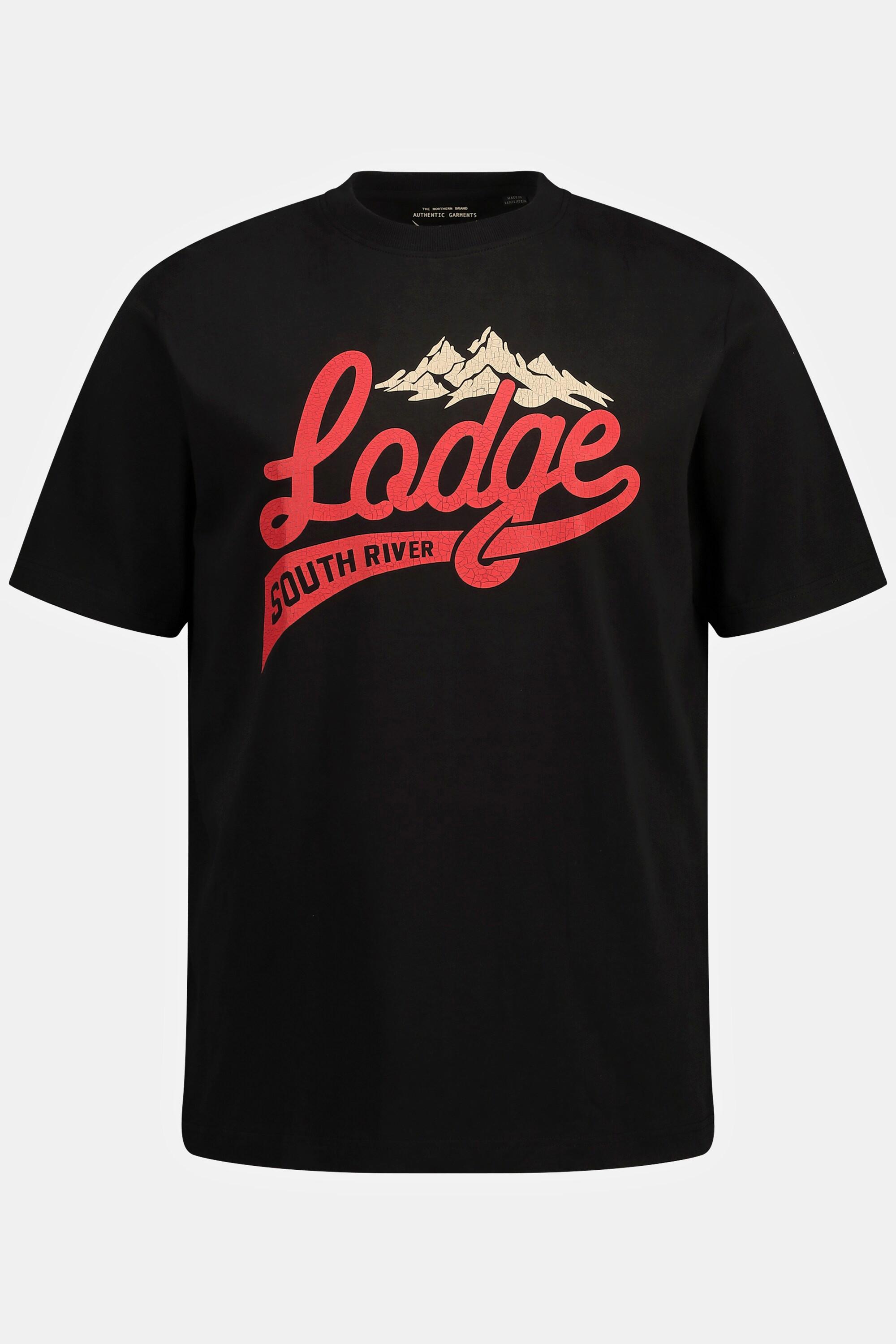 JP1880  T-shirt avec imprimé Lodge, manches courtes et col rond - jusqu'au 8 XL 