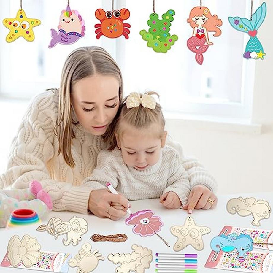 Activity-board  Animaux marins en bois pour enfants, animaux marins pour décoration de peinture 