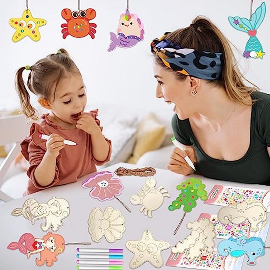 Activity-board  Animaux marins en bois pour enfants, animaux marins pour décoration de peinture 