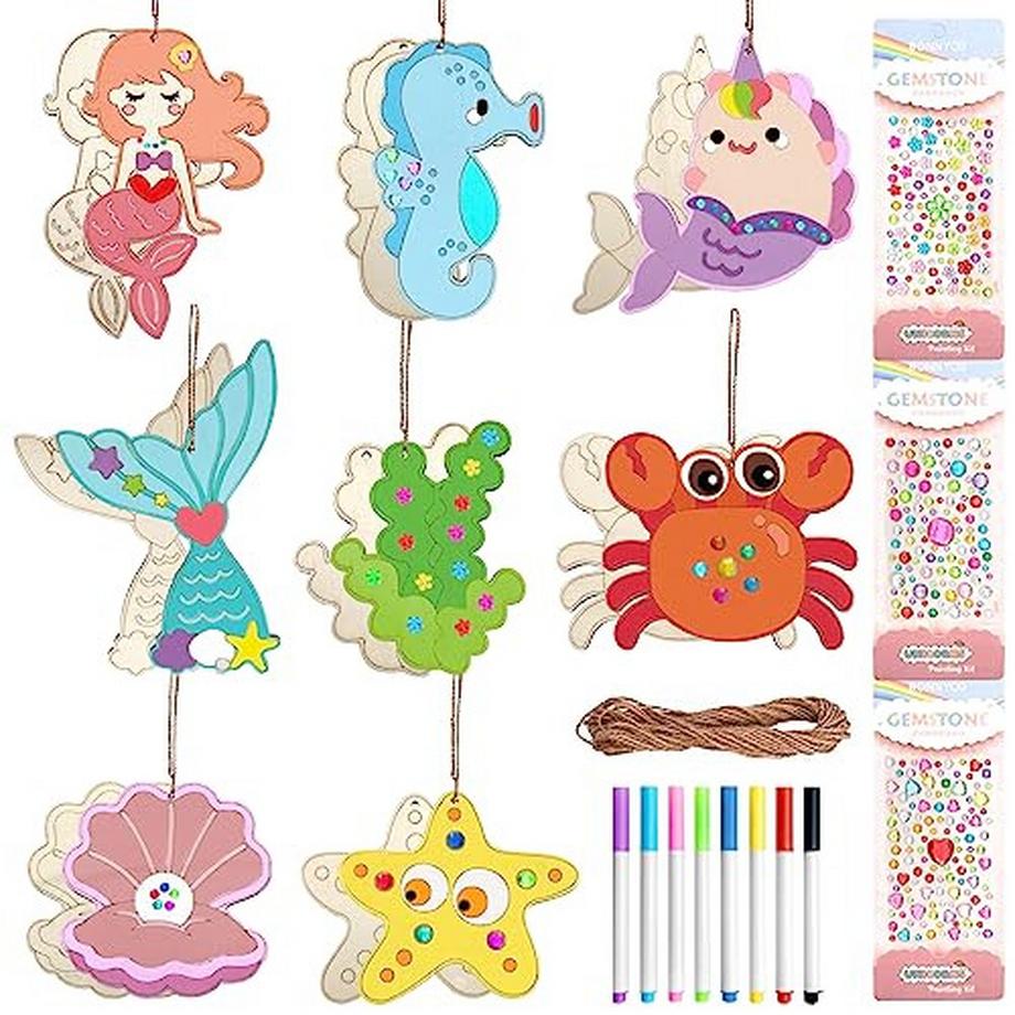Meerestier Holz Bastelset für Kinder, Meerestier für Malerei Dekoration
