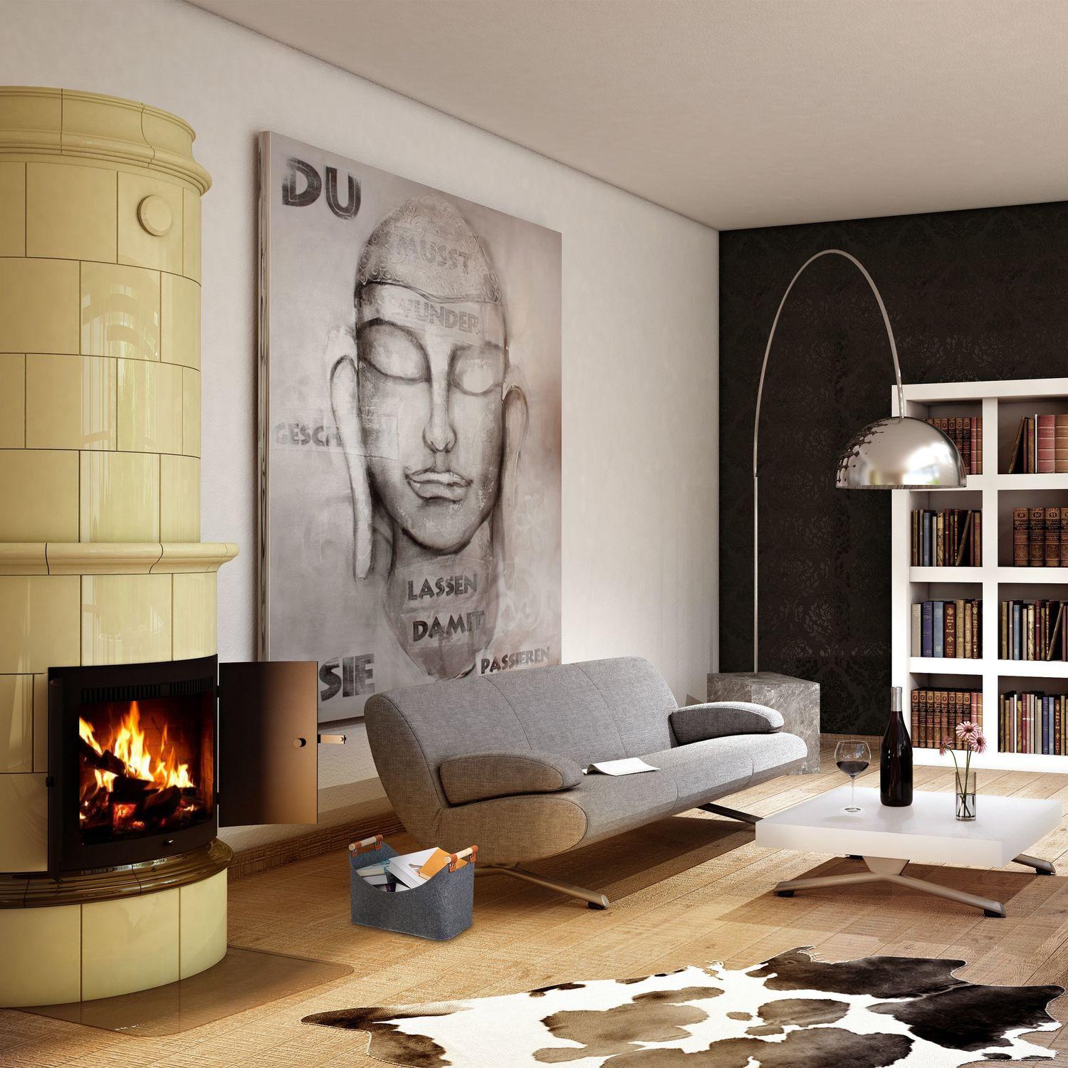 Northix Borsa in feltro con manici in legno  