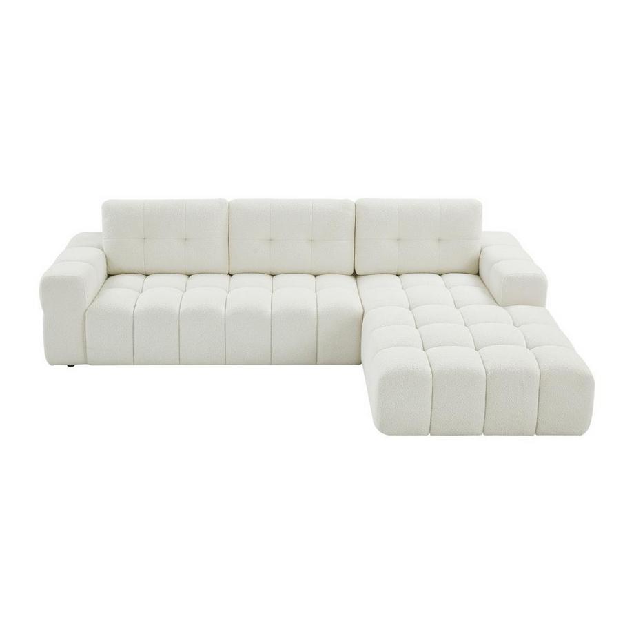 Vente-unique Ecksofa - Ecke rechts - Bouclé-Stoff - Weiß - SOPELANA  