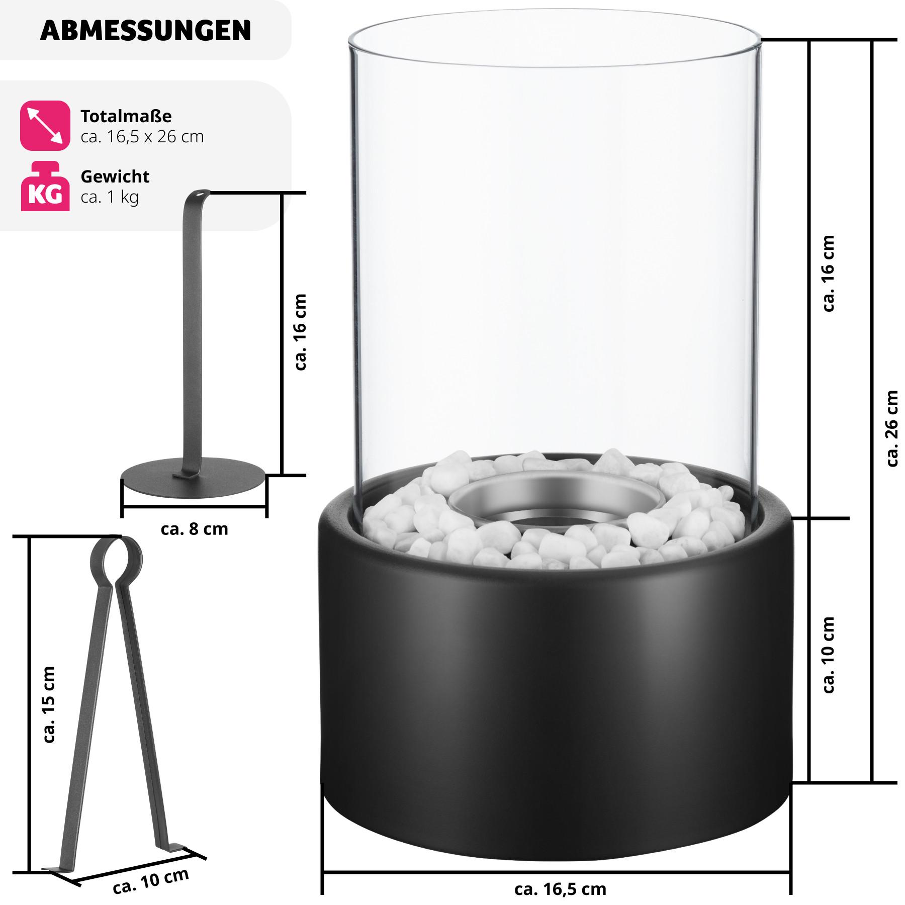 Tectake Cheminée de table au bioéthanol Damine, résistante à la chaleur, 2 chambres de combustion  