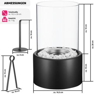 Tectake Cheminée de table au bioéthanol Damine, résistante à la chaleur, 2 chambres de combustion  