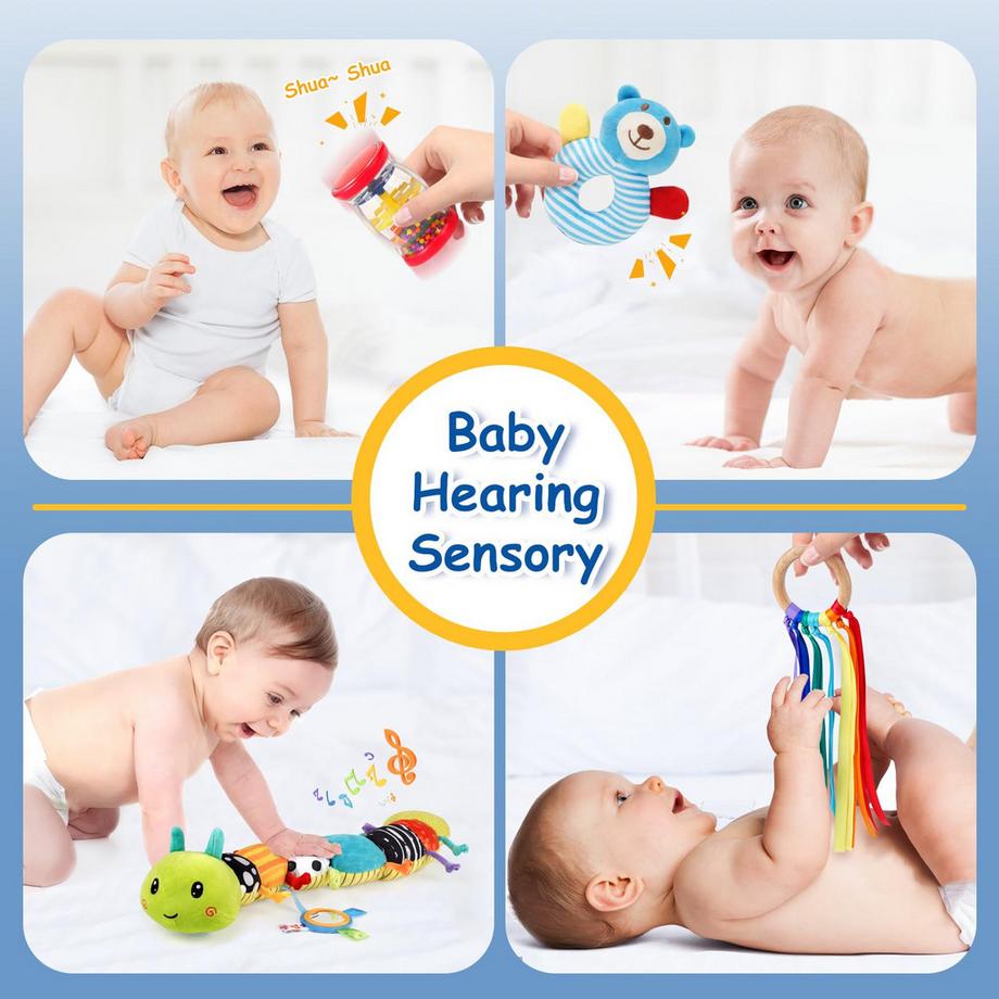 Activity-board  Babyspielzeug 0-6 Monate, 10-teiliges Set für sensorisches Spielzeug für Neugeborene, Baby Caterpillar Musikspielzeug 