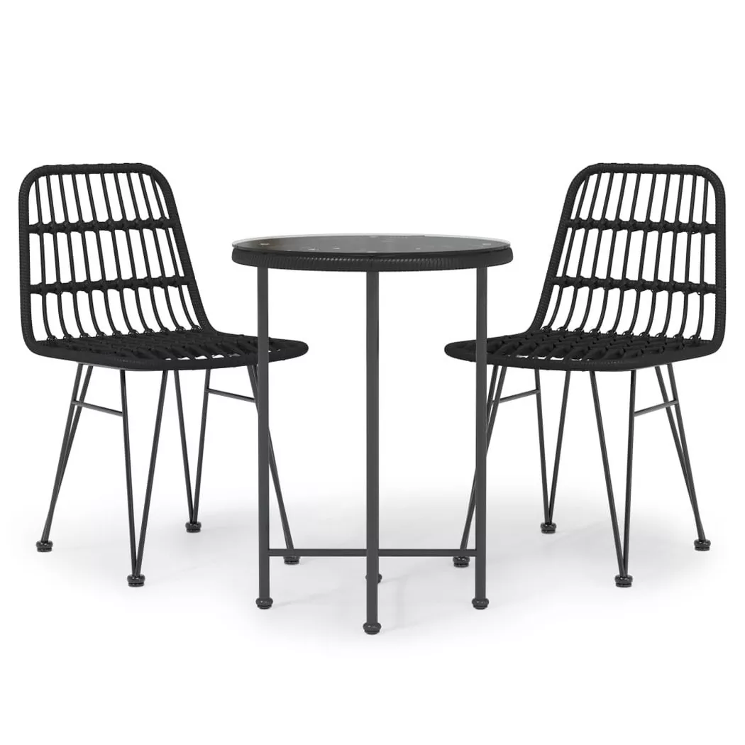 vidaXL Ensemble à manger de jardin 3 pcs Noir Résine tressée