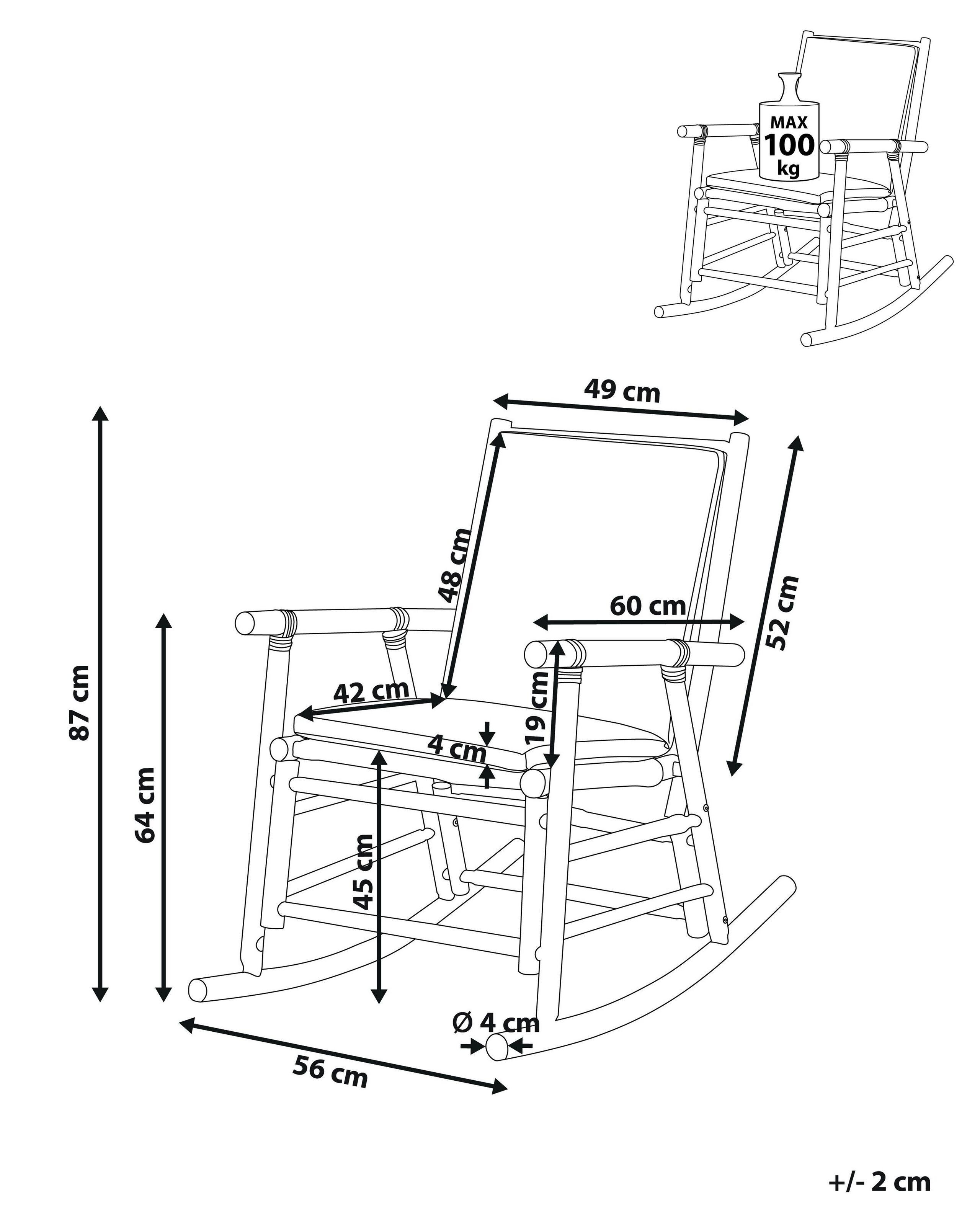 Beliani Sedia a dondolo da giardino en Legno di bambù Boho FRIGOLE  