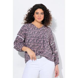 Ulla Popken Blusa Cactus Linea A Maniche 3/4 Pizzo  