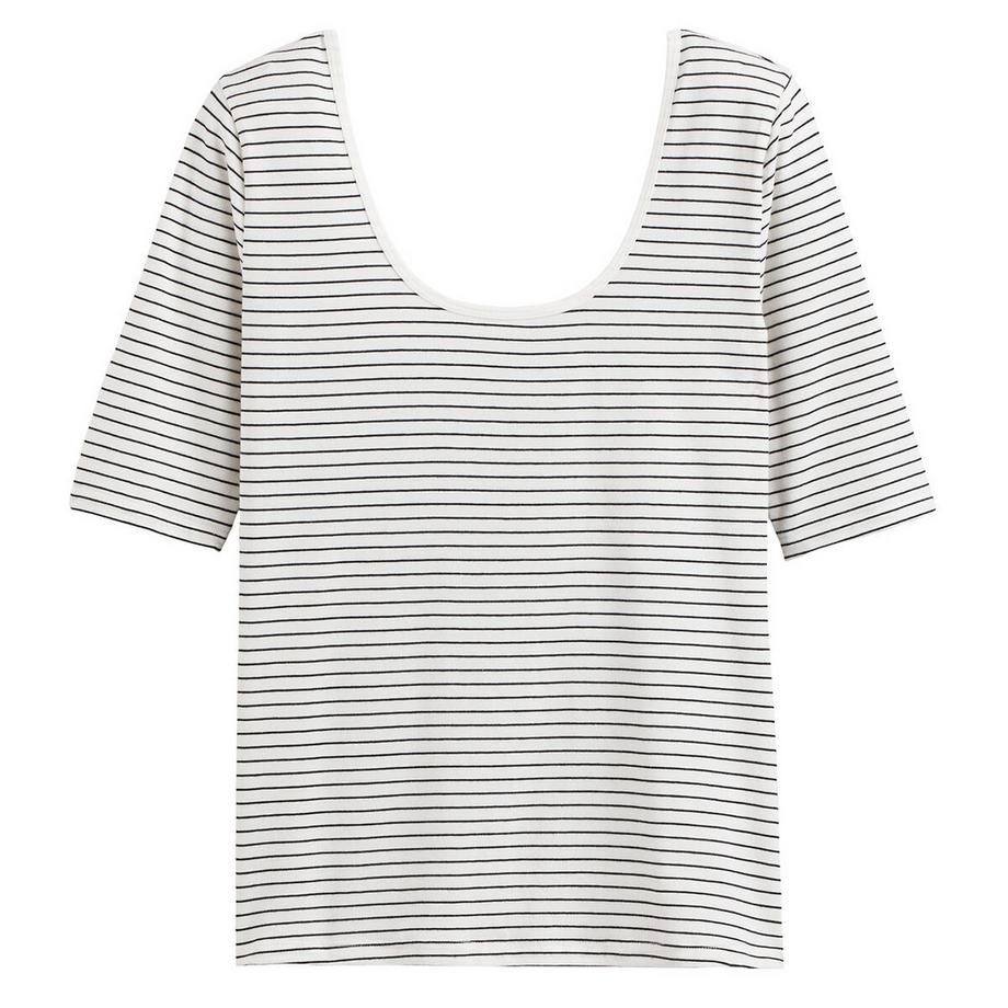 La Redoute Collections Gestreiftes U-Ausschnitt T-Shirt  