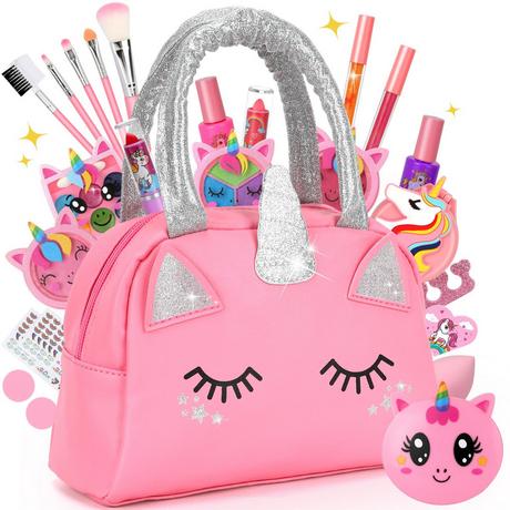 Activity-board  Trousse de maquillage pour enfants, trousse de maquillage licorne, trousse de maquillage lavable pour enfants, jouet 