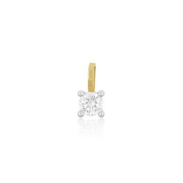 Pendentif solitaire serti 4 griffes or jaune 750 diamant 0,20ct. or blanc 750, 8x5mm