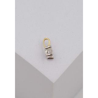 MUAU Schmuck  Solitär Anhänger 4-Griff-Fassung Gelbgold 750 Diamant 0.20ct. Fassung Weissgold 750, 8x5mm 