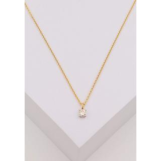 MUAU Schmuck  Solitär Anhänger 4-Griff-Fassung Gelbgold 750 Diamant 0.20ct. Fassung Weissgold 750, 8x5mm 
