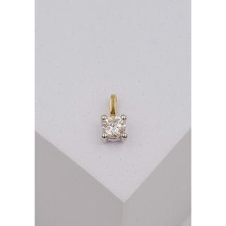 MUAU Schmuck  Solitär Anhänger 4-Griff-Fassung Gelbgold 750 Diamant 0.20ct. Fassung Weissgold 750, 8x5mm 