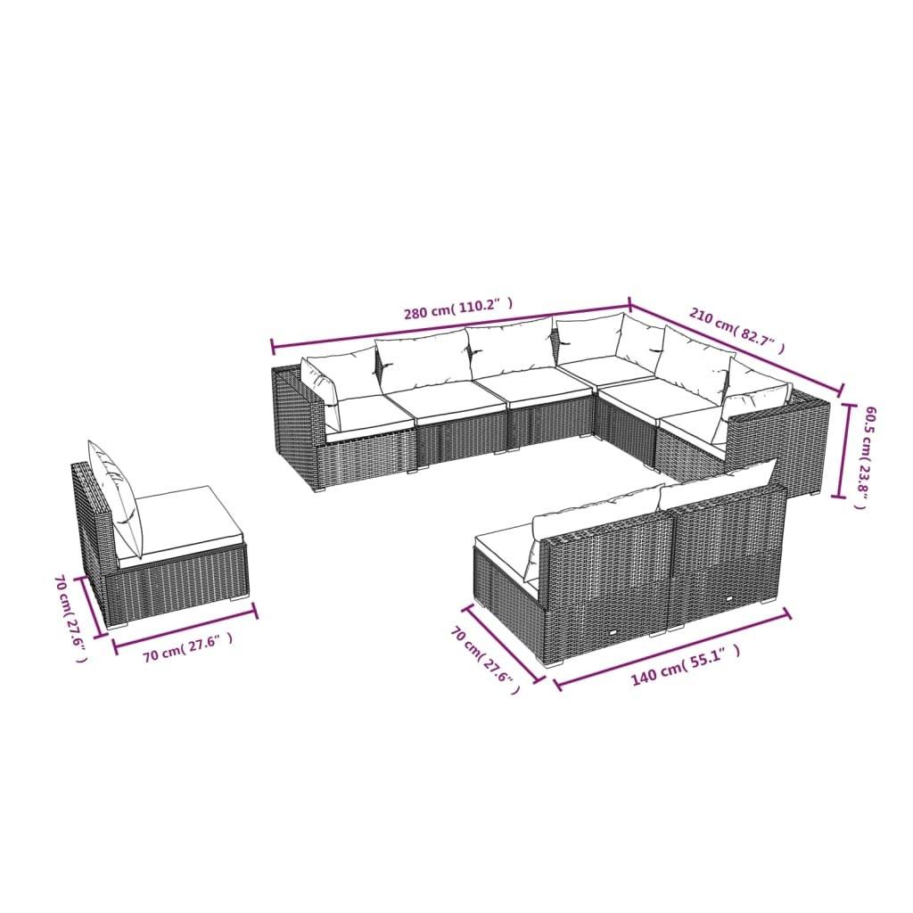 VidaXL set salotto da giardino Polirattan  