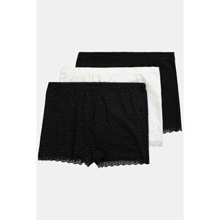 Ulla Popken Pantaloncini 3 Pack Pizzo Pois  