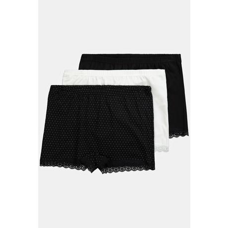 Ulla Popken Pantaloncini 3 Pack Pizzo Pois  
