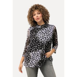 Ulla Popken  Mesh-Shirt, A-Linie, Stehkragen, 3/4-Arm 