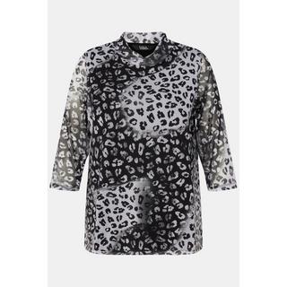 Ulla Popken  Mesh-Shirt, A-Linie, Stehkragen, 3/4-Arm 