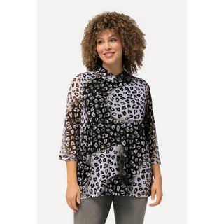 Ulla Popken  Mesh-Shirt, A-Linie, Stehkragen, 3/4-Arm 