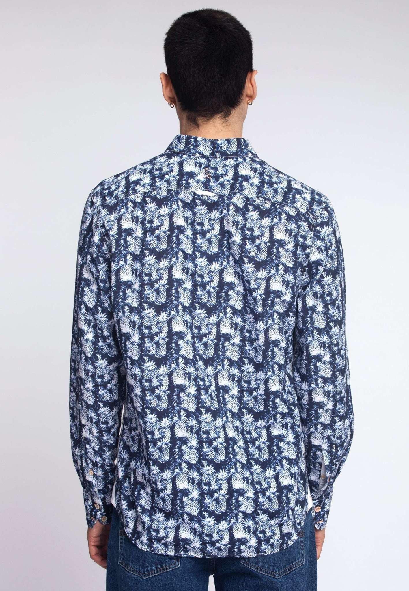 Colours & Sons  Chemise Shirt Blue Pineapples Print 