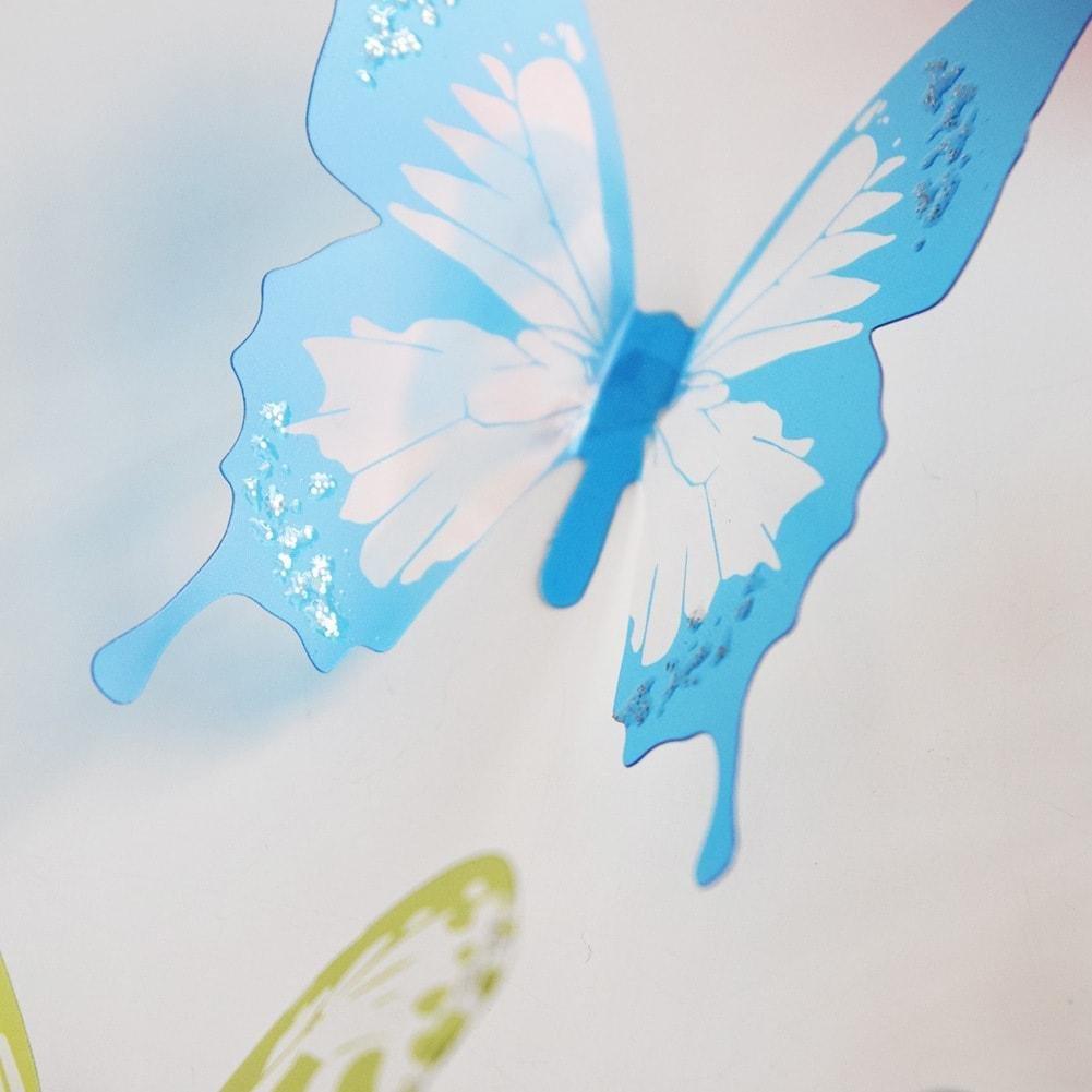 eStore 18x Papillons Décoratifs 3D - Multicolore  