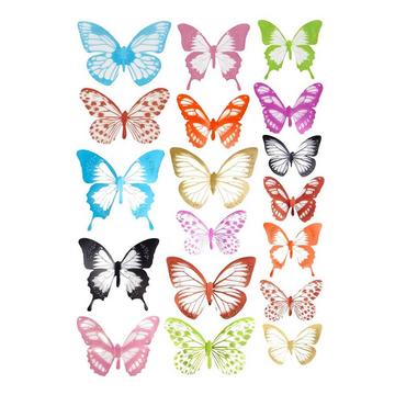18x Papillons Décoratifs 3D - Multicolore