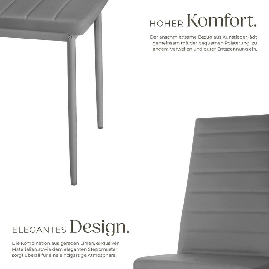 Tectake Ensemble de chaises de salle à manger THOMAS rembourrées avec revêtement aspect cuir  