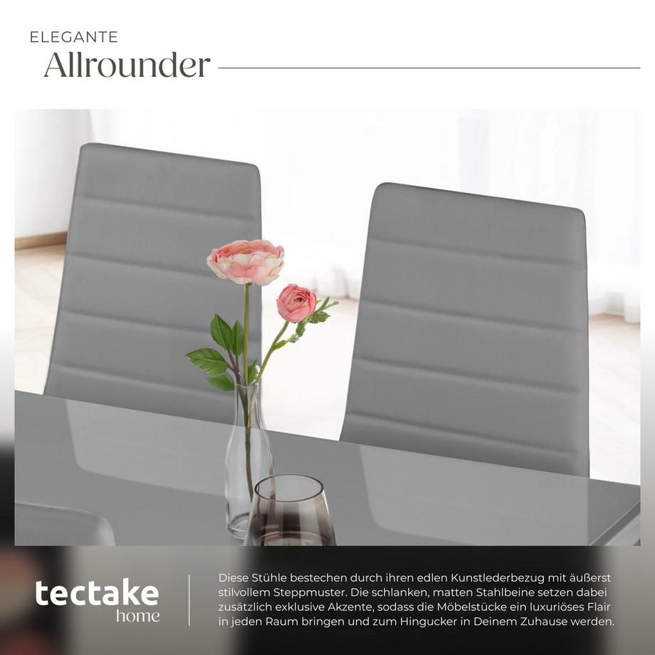 Tectake Ensemble de chaises de salle à manger THOMAS rembourrées avec revêtement aspect cuir  