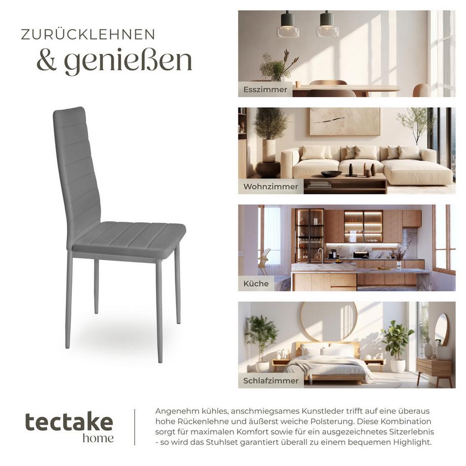 Tectake Ensemble de chaises de salle à manger THOMAS rembourrées avec revêtement aspect cuir  