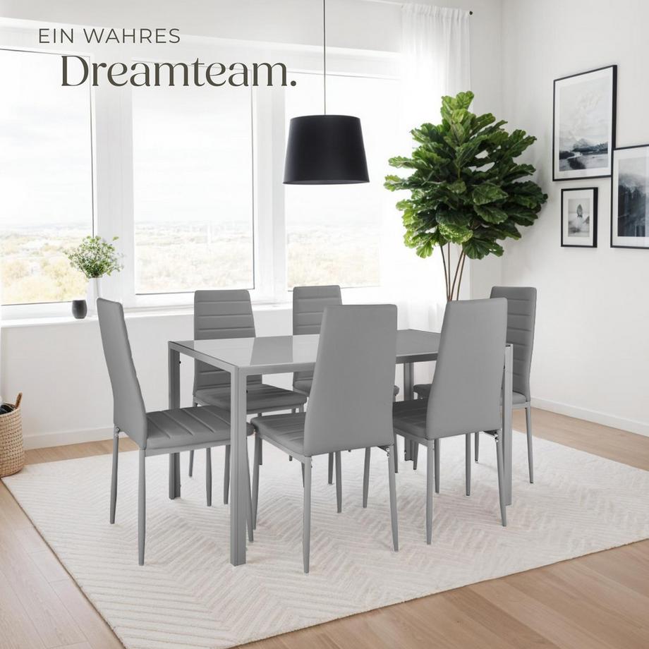 Tectake Ensemble de chaises de salle à manger THOMAS rembourrées avec revêtement aspect cuir  