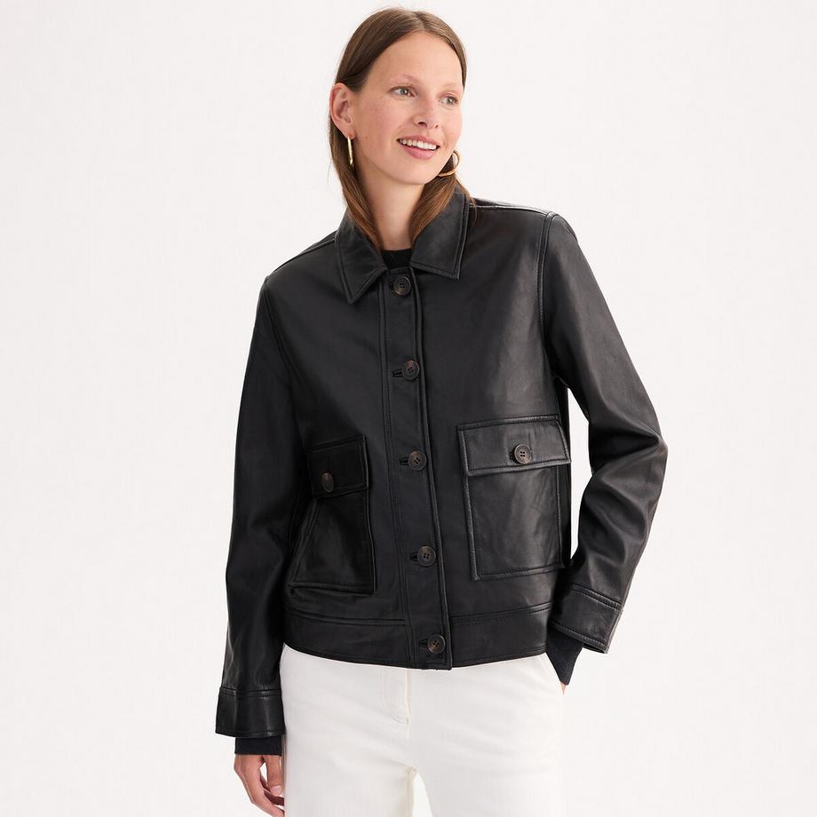 Blouson court cuir de mouton