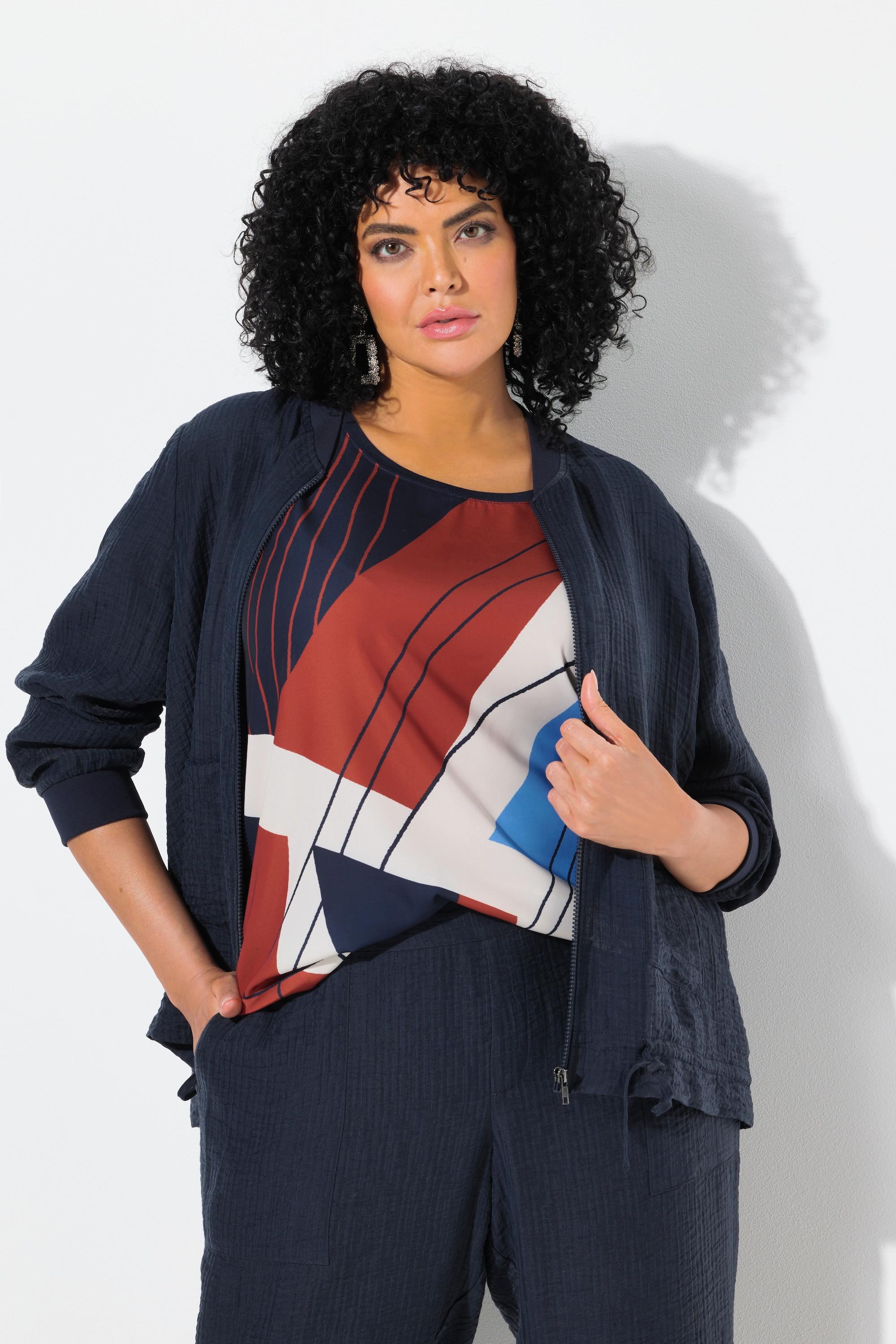 Ulla Popken Blouson Tunnelzug Collegekragen Lyocell Mix  