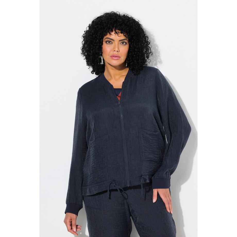 Ulla Popken Blouson Cordon de Serrage Col Teddy Lyocell Mélangé  